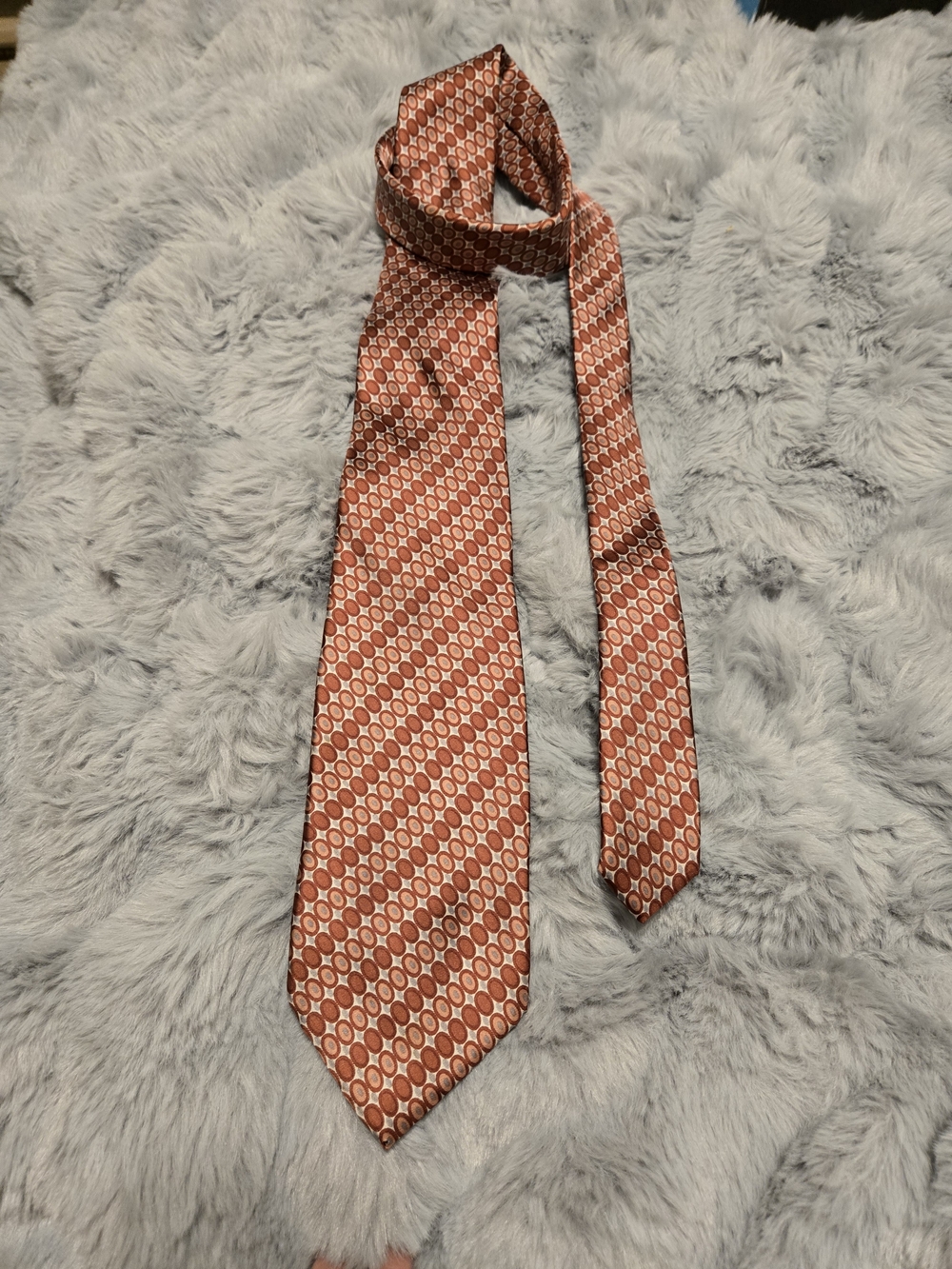 Vintage Christian Dior Silk Tie Geometric Medallion Rust Orange 70s